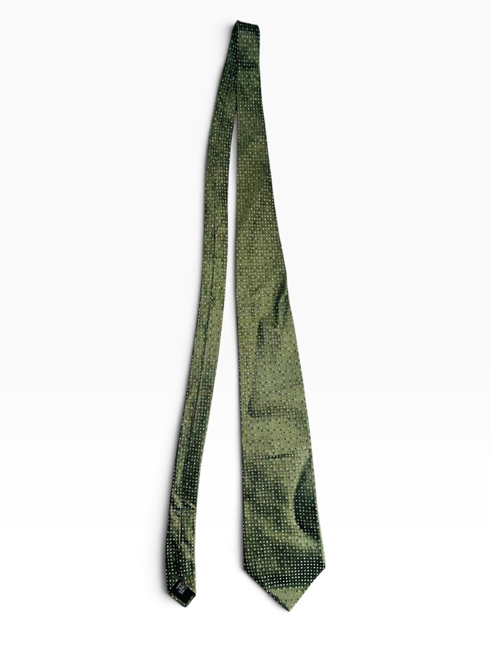 Geoffrey Beene Mens Green Olive Textured 100 Silk Tie USA Made Formal Work EUC